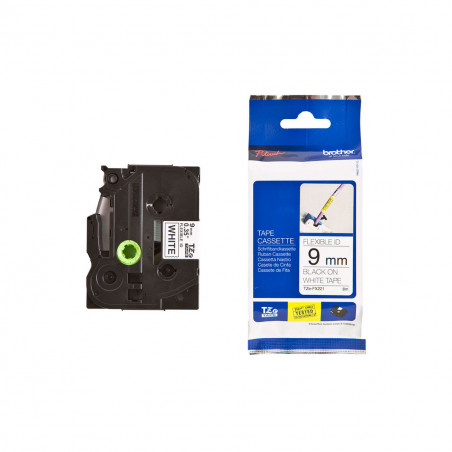 Cinta Brother Tze-FX221 Negro / Blanco 9 mm x 8 m Flexible Cinta Brother Tze-FX221 Negro / Blanco 9 mm x 8 m Flexible
