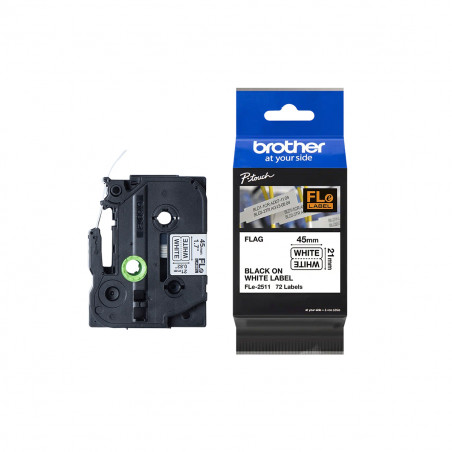 Cinta Brother FLe-2511 Negro / Blanco 21 mm x 4.5 m Bandera