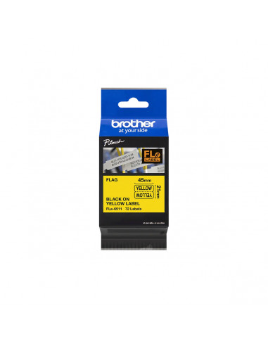 Cinta Brother FLe-6511 Negro / Amarillo 21 mm x 4.5 m Bandera