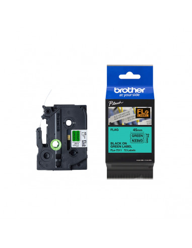 Cinta Brother FLe-7511 Negro / Verde 21 mm x 4.5 m Bandera