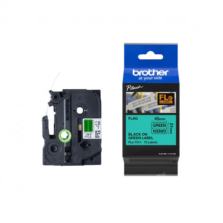 Cinta Brother FLe-7511 Negro / Verde 21 mm x 4.5 m Bandera
