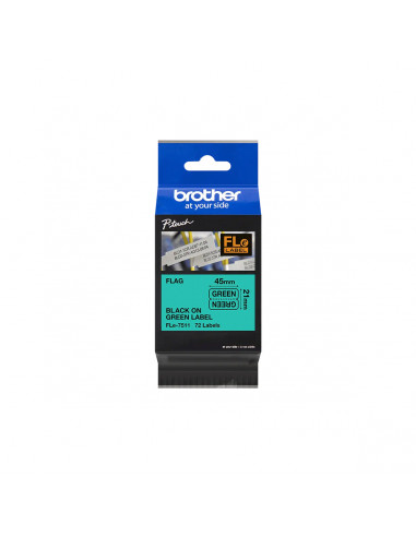 Cinta Brother FLe-7511 Negro / Verde 21 mm x 4.5 m Bandera