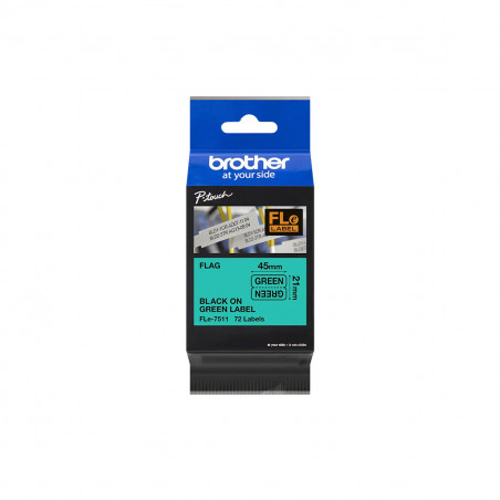 Cinta Brother FLe-7511 Negro / Verde 21 mm x 4.5 m Bandera