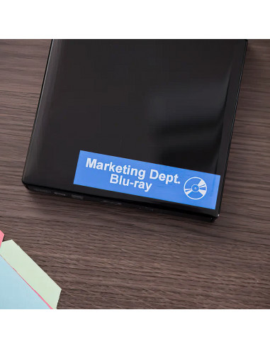 Cinta Brother TZe-555 Blanco / Azul 24 mm de ancho x 8 m de largo - Laminada Cinta Brother TZe-555 Blanco / Azul 24 mm de ancho x 8 m de largo - Laminada