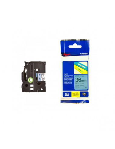 Cinta Brother TZe-561 Negro / Azul 36 mm de ancho x 8 m de largo - Laminada