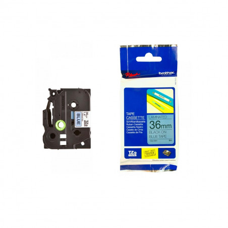 Cinta Brother TZe-561 Negro / Azul 36 mm de ancho x 8 m de largo - Laminada Cinta Brother TZe-561 Negro / Azul 36 mm de ancho x 8 m de largo - Laminada