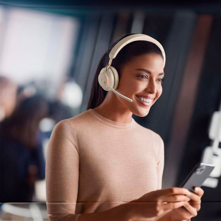 Auriculares Headset Jabra Biaural Evolve 2 65 SE STEREO BEIGE USB A