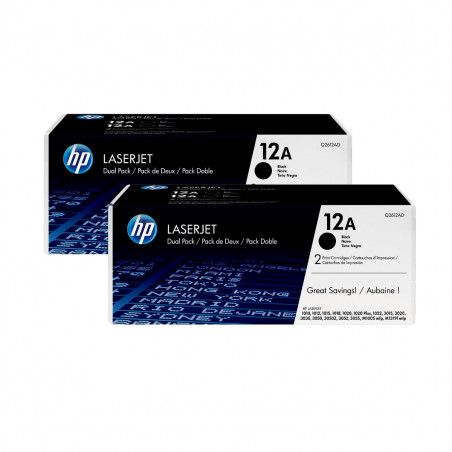 Pack de 2 cartuchos Tóner HP 12A Negro