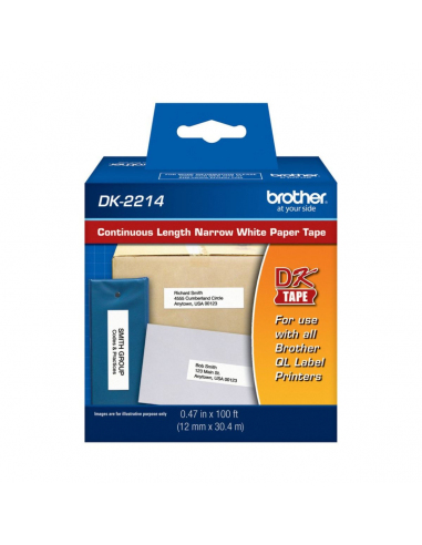 Cinta continua papel Brother DK-2214 Negro/ Blanco 1.2 cm