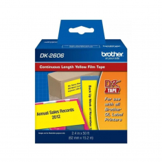 Cinta continua plastica Brother DK-2606 Negro/Amarillo 6.2cm