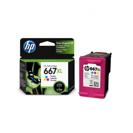 Cartucho de Tinta HP 667XL Tricolor Original 3YM80AL