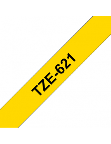 Cinta Brother TZe-621 Negro / Amarillo 9mm de ancho x 8 m de largo - Laminada Cinta Brother TZe-621 Negro / Amarillo 9mm de ancho x 8 m de largo - Laminada