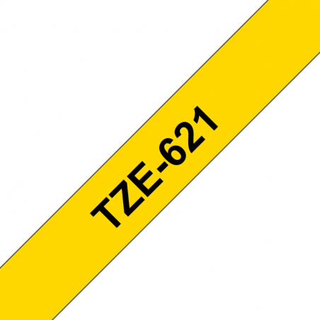 Cinta Brother TZe-621 Negro / Amarillo 9mm de ancho x 8 m de largo - Laminada Cinta Brother TZe-621 Negro / Amarillo 9mm de ancho x 8 m de largo - Laminada