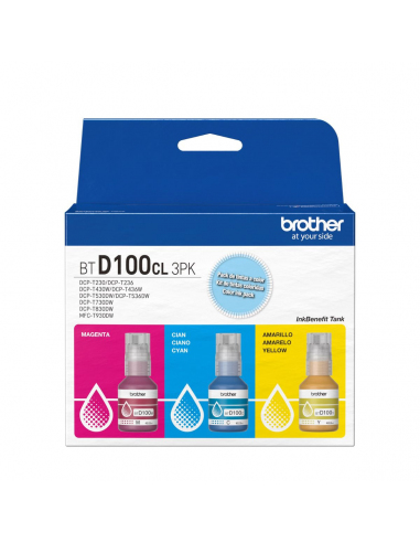 Kit de Botellas de Tinta Brother BTD100C 3 colores Original