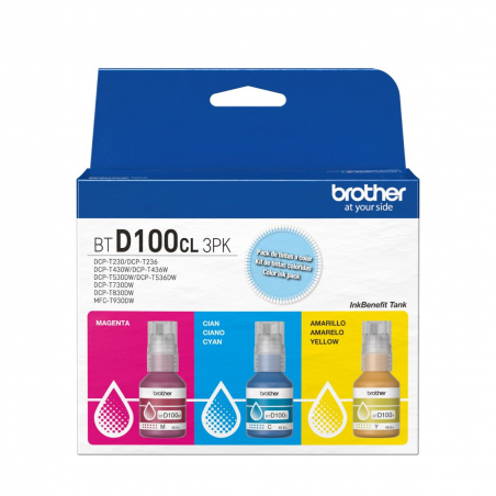 Kit de Botellas de Tinta Brother BTD100C 3 colores Original