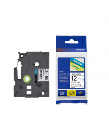 Cinta Brother TZe-231 Negro / Blanco 12mm de ancho x 8 m de largo - Laminada