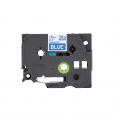 Cinta Brother TZe-545 Blanco / Azul 18 mm de ancho x 8 m de largo - Laminada 2