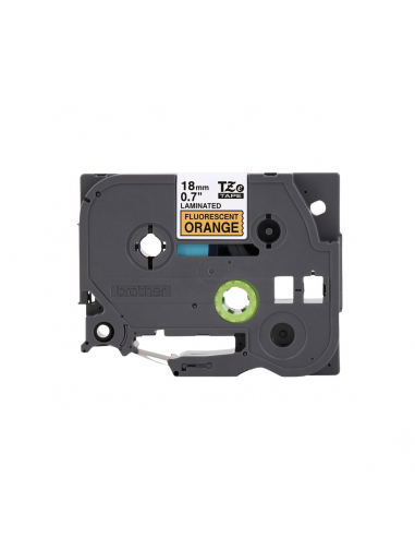 Cinta Brother TZe-B41 Negro / Naranja Fluo 18 mm de ancho x 5 m de largo - Laminada Cinta Brother TZe-B41 Negro / Naranja Fluo 18 mm de ancho x 5 m de largo - Laminada