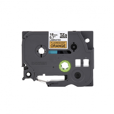 Cinta Brother TZe-B41 Negro / Naranja Fluo 18 mm de ancho x 5 m de largo - Laminada Cinta Brother TZe-B41 Negro / Naranja Fluo 18 mm de ancho x 5 m de largo - Laminada