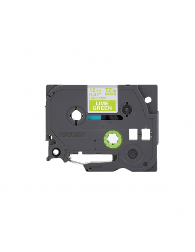 Cinta Brother TZe-MQG35 Blanco / Verde Lima 12mm de ancho x 5 m de largo - Laminada Cinta Brother TZe-MQG35 Blanco / Verde Lima 12mm de ancho x 5 m de largo - Laminada