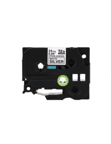 Cinta Brother TZe-S951 Negro / Plateado 24mm de ancho x 8 m de largo - Laminada  Adhesivo extra Cinta Brother TZe-S951 Negro / Plateado 24mm de ancho x 8 m de largo - Laminada  Adhesivo extra