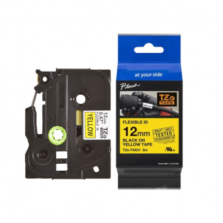 Cinta Brother TZe-FX631 Negro / Amarillo 12 mm x 8 m Flexible Cinta Brother TZe-FX631 Negro / Amarillo 12 mm x 8 m Flexible