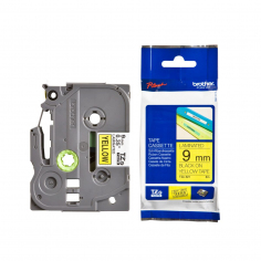 Cinta Brother TZe-621 Negro / Amarillo 9mm de ancho x 8 m de largo - Laminada