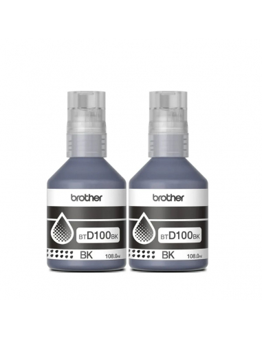 Kit de Botellas de Tinta Brother BTD100BK Negro Original Pack x2U