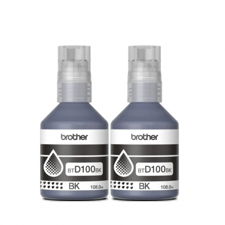 Kit de Botellas de Tinta Brother BTD100BK Negro Original Pack x2U