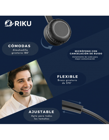 Auriculares Headset Riku RKP-681-U3-C Monoaural