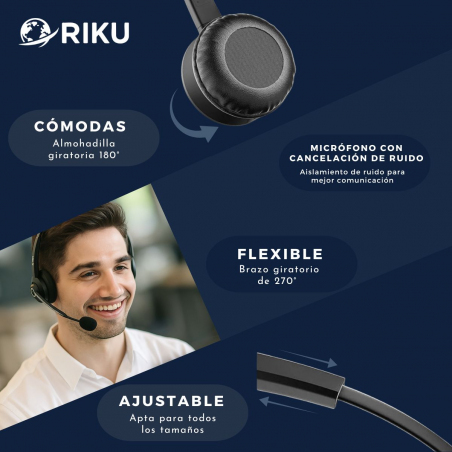 Auriculares Headset Riku RKP-681-U3-C Monoaural