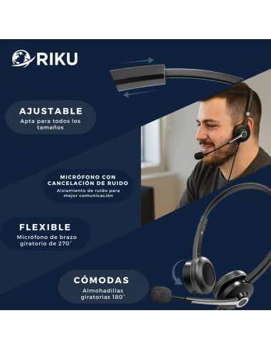 Auriculares Headset Riku RKP-682-U3-C Biaural