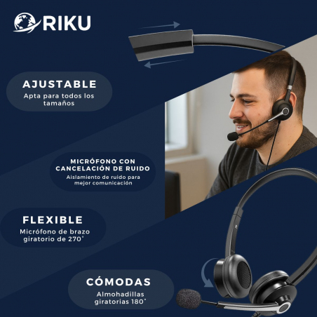 Auriculares Headset Riku RKP-682-U3-C Biaural