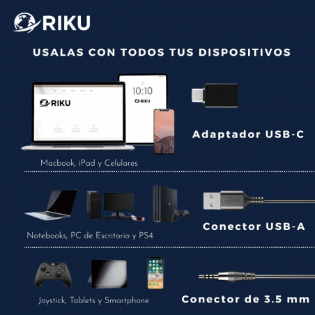 Auriculares Headset Riku RKP-682-U3-C Biaural
