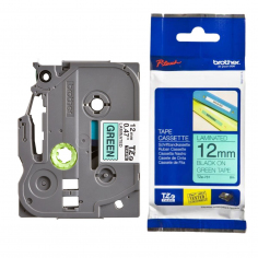Cinta Brother TZe-731 Negro/ Verde 12 mm de ancho x 8 m - Laminada
