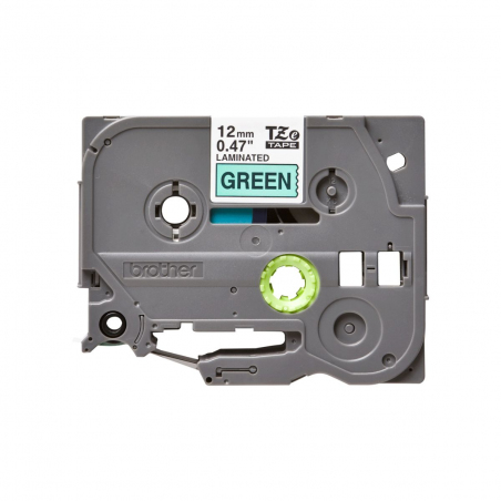 Cinta Brother TZe-731 Negro/ Verde 12 mm de ancho x 8 m - Laminada Cinta Brother TZe-731 Negro/ Verde 12 mm de ancho x 8 m - Laminada