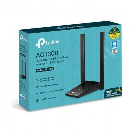 Adaptador USB TP-LINK Archer T4U Plus AC1300 - Inalámbrico de Doble Banda
