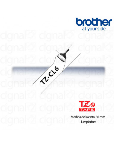 Cinta Brother TZCL6 de Limpieza de 36 mm de ancho x 8 m de largo - Laminada
