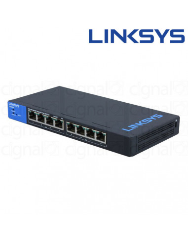 Switch Linksys LGS308P SMB 8 Puertos 10/100/1000 POE+ Switch Linksys LGS308P SMB 8 Puertos 10/100/1000 POE+