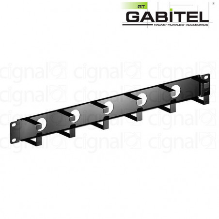 Organizador de cables Gabitel O-2US 19" 2U 6 anillos simple Negro