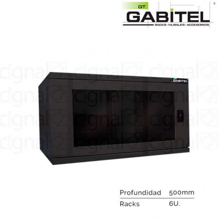 Rack Mural Gabitel M-CD-6U5N de 6U Compacto Negro