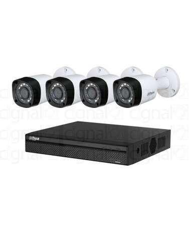 Kit de Seguridad Dahua HDCVI Grabadora 4 Canales + 4 Cámaras IP