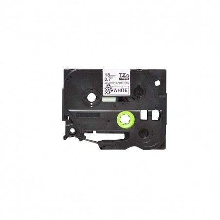 Cinta Brother TZe-SE4 de Seguridad Negro / Blanco 18mm de ancho x 8 m de largo - Laminada Cinta Brother TZe-SE4 de Seguridad Negro / Blanco 18mm de ancho x 8 m de largo - Laminada