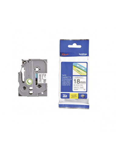 Cinta Brother TZe-241 Negro / Blanco 18 mm de ancho x 8 m de largo - Laminada