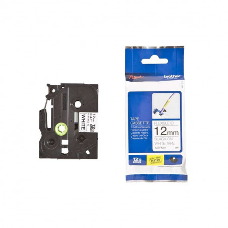 Cinta Brother Tze-FX231 Negro / Blanco 12 mm x 8 m Flexible Cinta Brother Tze-FX231 Negro / Blanco 12 mm x 8 m Flexible