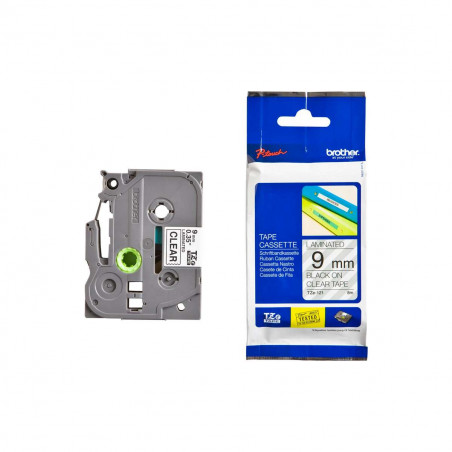 Cinta Brother TZe-121 Negro / Transparente 9 mm de ancho x 8 m de largo - Laminada Cinta Brother TZe-121 Negro / Transparente 9 mm de ancho x 8 m de largo - Laminada