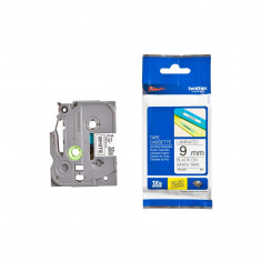 Cinta Brother TZe-221 Negro / Blanco 9 mm de ancho x 8 m de largo - Laminada