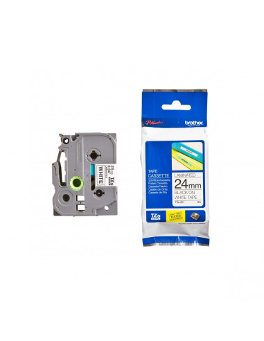 Cinta Brother TZe-S251 Negro / Blanco 24mm de ancho x 8 m de largo - Laminada Adhesivo extra