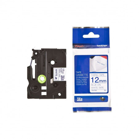 Cinta Brother TZe-FA3 Blanco / Azul 12 mm de ancho x 3 m de largo - Para Tela Cinta Brother TZe-FA3 Blanco / Azul 12 mm de ancho x 3 m de largo - Para Tela