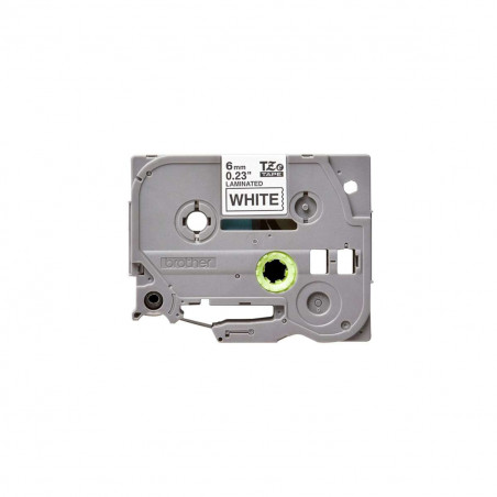 Cinta Brother TZe-211 Negro / Blanco 6 mm de ancho x 8 m de largo - Laminada Cinta Brother TZe-211 Negro / Blanco 6 mm de ancho x 8 m de largo - Laminada
